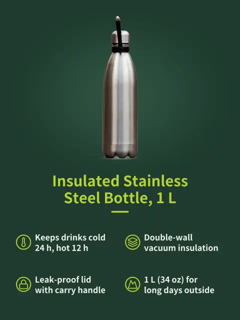 Insulated stainless steel bottle, 1 L: Feature image
