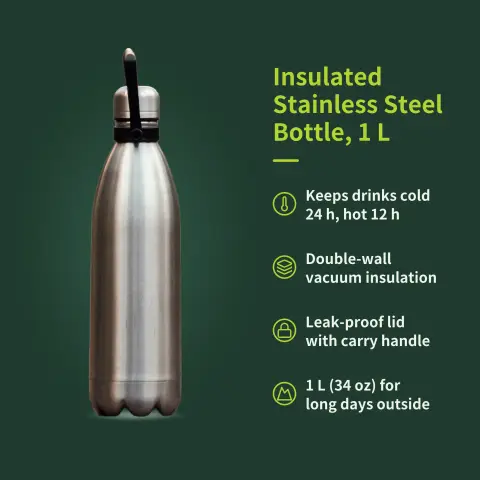 Insulated stainless steel bottle, 1 L: Feature image