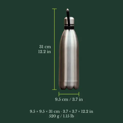 Insulated stainless steel bottle, 1 L: Size image