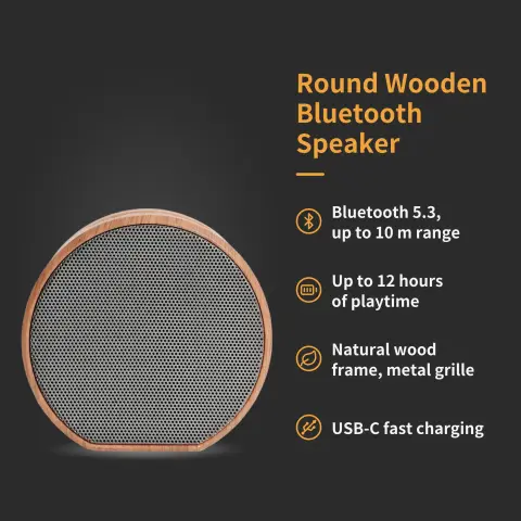 Round wooden Bluetooth speaker: Feature image