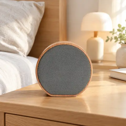 Round wooden Bluetooth speaker: Scene 2
