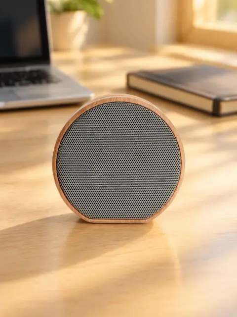 Round wooden Bluetooth speaker: Scene 3