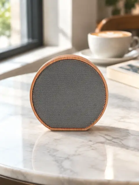 Round wooden Bluetooth speaker: Scene 4