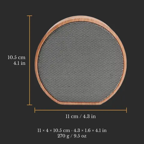 Round wooden Bluetooth speaker: Size image